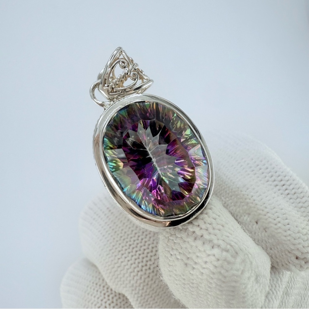 💜BJC Samuel Benham Sterling Silver Mystic topaz Pendant💜 - Picture 7 of 10